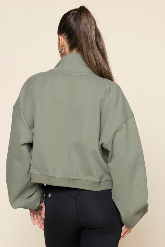 OoeyGooeyCropHalfZip lightsage 17193
