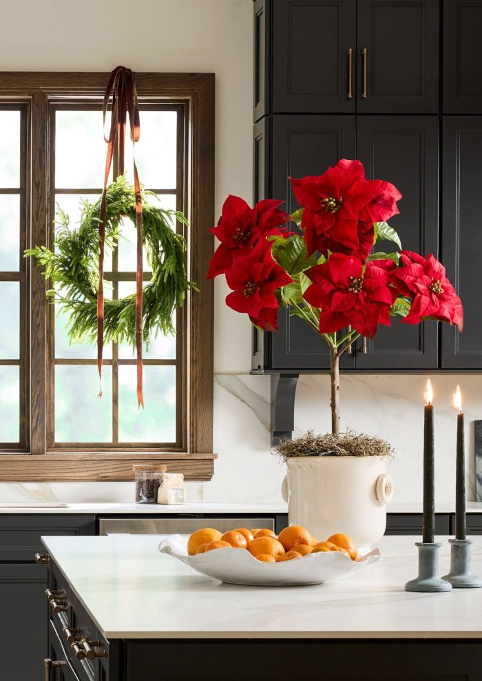 TRG Potted Poinsettia Norfolk Wreath Premade Norfolk Winter Kitchen 2024 2 scaled
