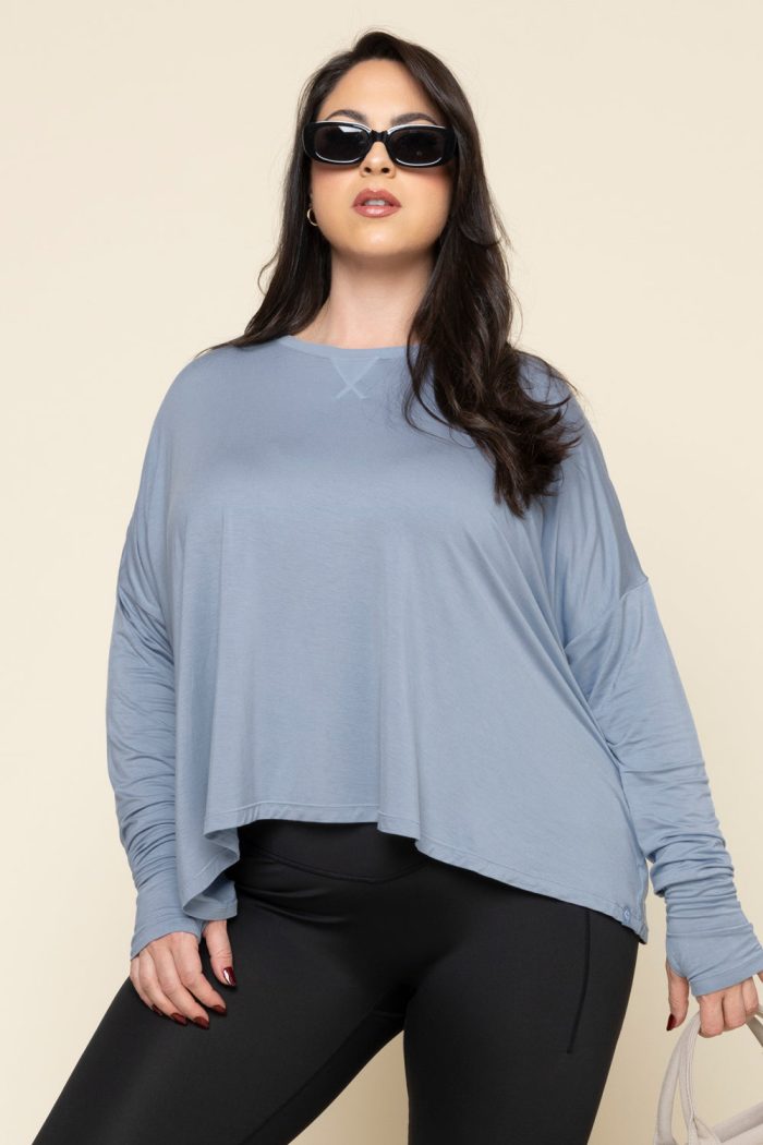 The Perfect Long Sleeve Top Dusty Blue 1543 1