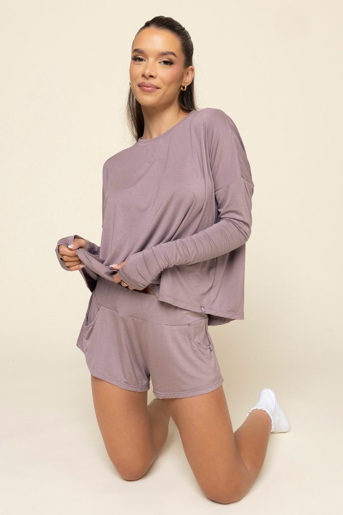 ThePerfectLongSleeveTop PerfectLoungeShorts DustyMauve 0471