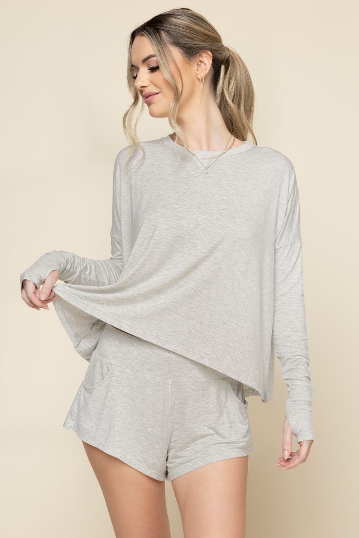 ThePerfectLongSleeveTop PerfectLoungeShorts HeatherGrey 0170