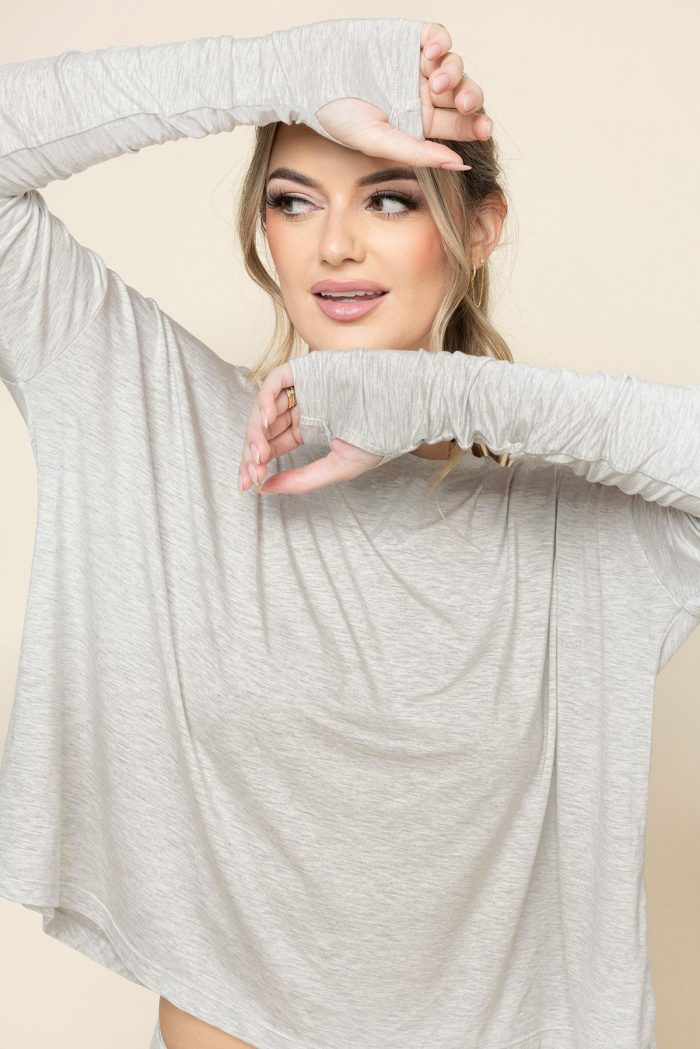 ThePerfectLongSleeveTop PerfectLoungeShorts HeatherGrey 0266